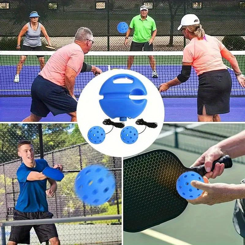 Pickleball Trainer Kit with 40-Hole Ball & Elastic Rope for Hand-Eye Coordination & Reflexes Improvement Portable Design for All Skill Levels - Training