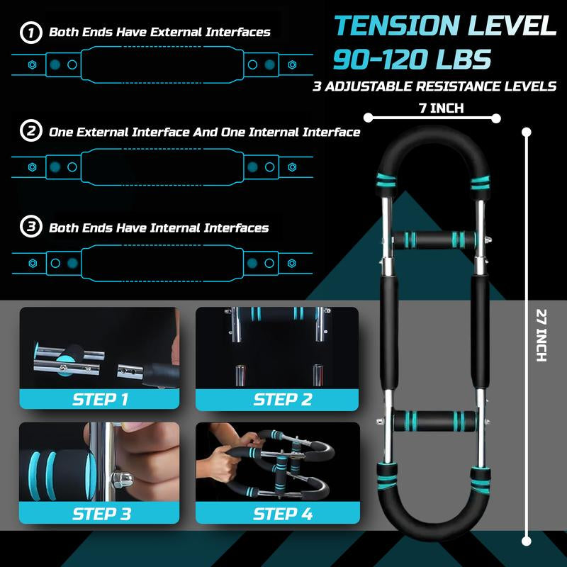 YAGUD Power Twister Bar, Arm Trainer, Adjustable 90–120Lb Resistance, Arm Chest Shoulder Trainer for Home & Gym