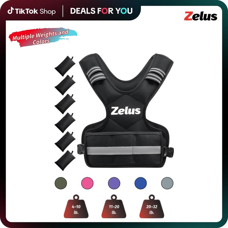 【Labor Day Sale】Zelus Weighted Vest 4-10Lb/11-20Lb/20-32Lb for Men and Women, with 6 Ironsand Weights for Workout & Running, Body Weight Training & Rucking, Gym Outfits, Fitness,Fittok Trend, Bone Health, Core & Posture Boost, All Seasons, Gift Idea