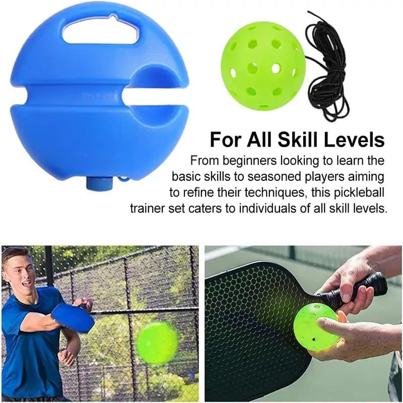 Pickleball Trainer Kit with 40-Hole Ball & Elastic Rope for Hand-Eye Coordination & Reflexes Improvement Portable Design for All Skill Levels - Training