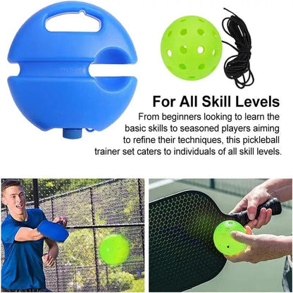 Pickleball Trainer Kit with 40-Hole Ball & Elastic Rope for Hand-Eye Coordination & Reflexes Improvement Portable Design for All Skill Levels - Training
