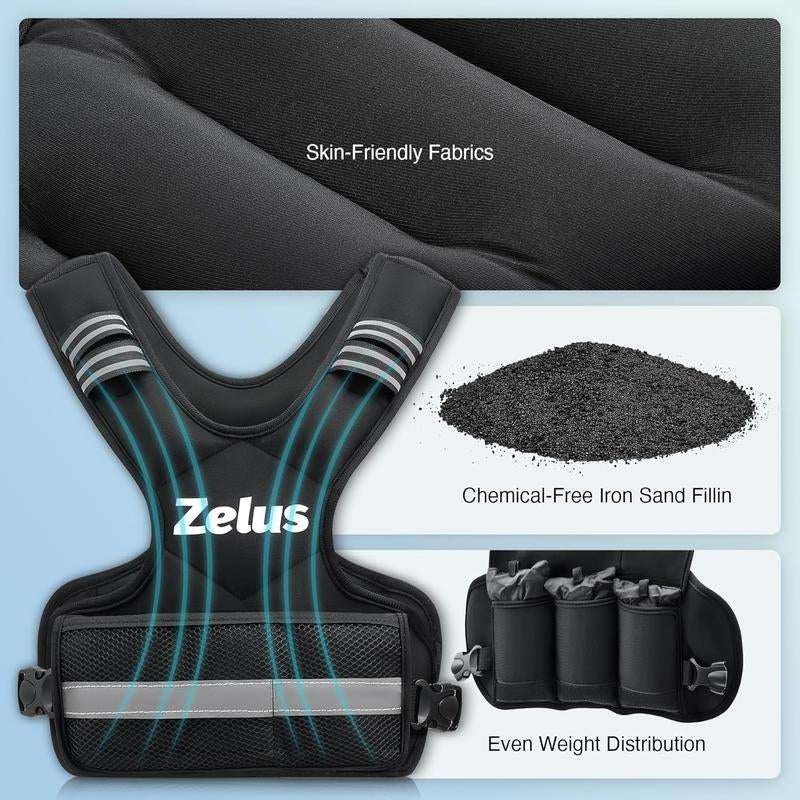 【Labor Day Sale】Zelus Weighted Vest 4-10Lb/11-20Lb/20-32Lb for Men and Women, with 6 Ironsand Weights for Workout & Running, Body Weight Training & Rucking, Gym Outfits, Fitness,Fittok Trend, Bone Health, Core & Posture Boost, All Seasons, Gift Idea