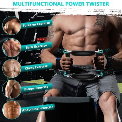 Arm Trainer for Men - Full Upper Body Fitness Equipment with High Strength Metal Spring & Anti-Slip Foam Handles - Portable & Detachable Home Gym Workout Bar for Chest, Arms, Biceps, Abs, Shoulders, and Back Exercises